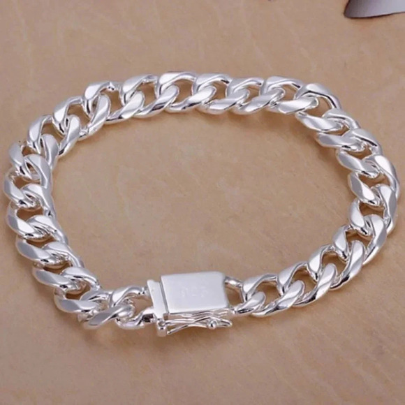 925 Sterling Silver 10 MM  Chain Link Bracelet - Picture 5 of 10